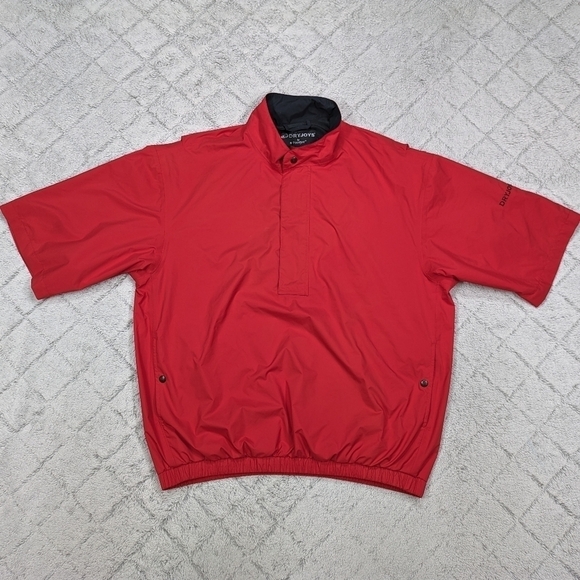 Footjoy Jacket Men's L Red Dryjoys Golf Pullover ½ Zip Short Sleeve Weatherproof - Picture 1 of 10